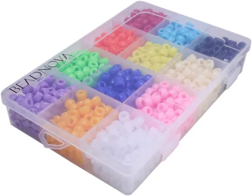 Miniatura 3 de BEADNOVA Juego de cuentas de pony a granel Kandi de colores mixtos de plástico arcoíris colores opaco surtido para manualidades