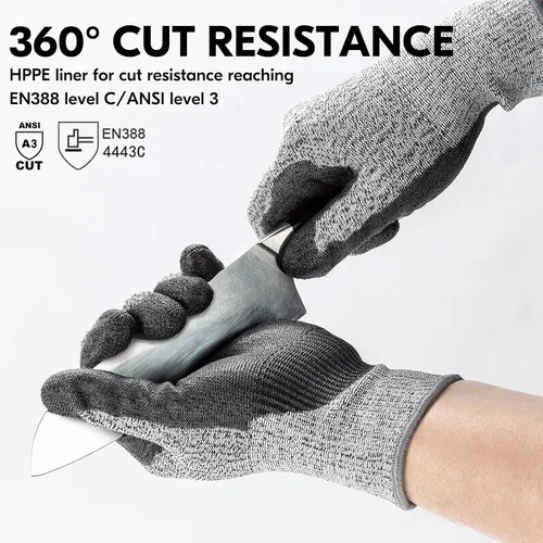Miniatura 2 de Vgo... ANSI A3 Cut Resistant Gloves EN388 Level 5 Certified Hand Protection Gloves(SK2131)