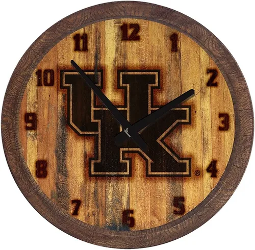 Miniatura 65 de The Fan-Brand NCAA Oklahoma Sooners: Reloj de pared con parte superior de barril de imitación para decoración de bar, decoración de fiesta