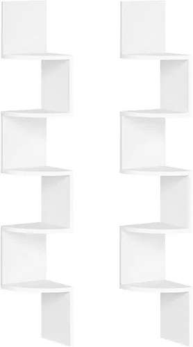 Miniatura 14 de HOOBRO Estante esquinero montado en la pared, juego de 2 estantes de esquina flotantes para pared, estantes esquineros de 4 niveles para sala