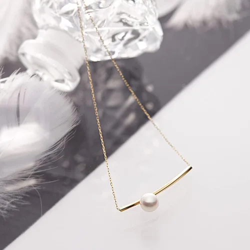 Miniatura 2 de Collar con colgante de perlas cultivadas Akoya japonés de 0.276 in para mujer con oro amarillo de 18 quilates Diseño elegante excelente regalo