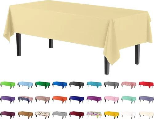 Miniatura 44 de Party Solids Paquete de 4 manteles de plástico color azul aguamarina, 54 x 108 pulgadas, mantel desechable para fiestas y pícnics