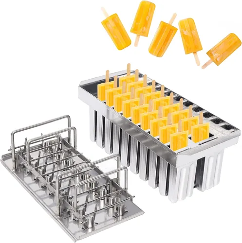Miniatura 9 de Molde para paletas caseras, molde para paletas de hielo congelado, reutilizable, molde para paletas de helado con 20 tazas de molde, molde de acero