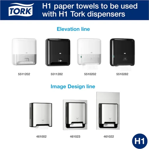 Miniatura 3 de Rollo de toallas de mano de papel extra suave Tork Matic blanco con hoja azul H1, Premium, alta absorbencia, 6 rollos x 300 pies, 290094