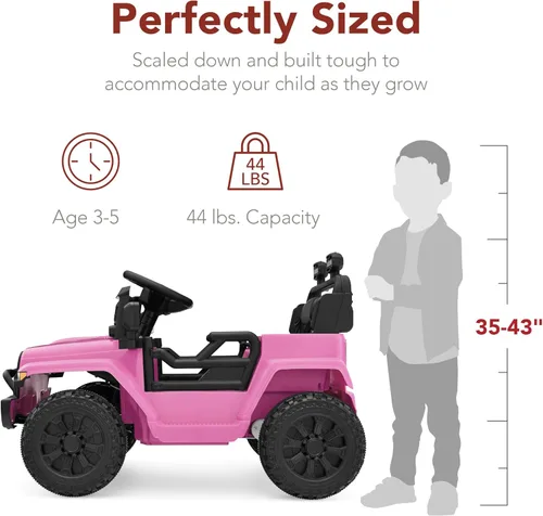 Miniatura 2 de Productos de la mejor elección, juguete de paseo para niños de 6V, mini camioneta, auto eléctrico de juego con control remoto para padres, Rosa