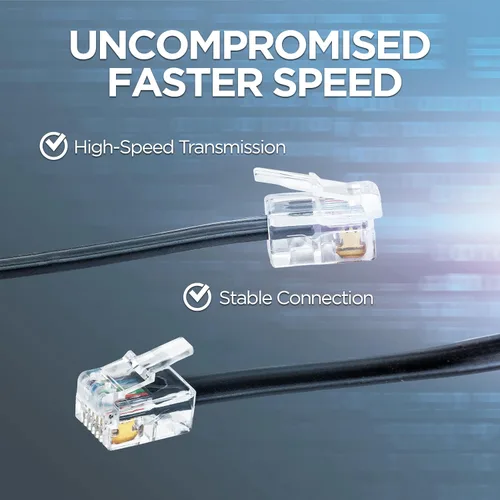 Miniatura 3 de Volcora Paquete de 2 cables de datos RJ11/RJ12 de 5 pies – Extensión de alta velocidad de 6 pines de alta velocidad para caja registradora