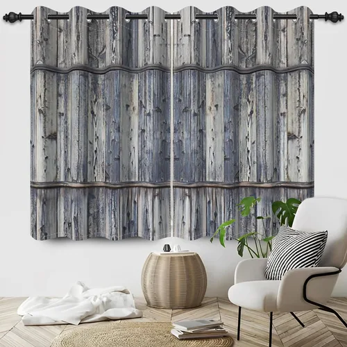 Miniatura 68 de Cortinas rústicas para ventana de puerta de granero, puerta de madera gris, puerta de garaje, tratamiento de ventana para sala de estar, dormitorio