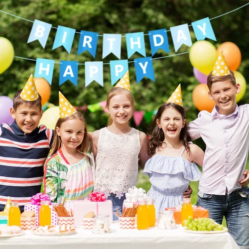 Miniatura 4 de Cartel azul de feliz cumpleaños, pancarta de feliz cumpleaños, guirnalda para baby shower, revelación de género, suministros de fiesta para niños