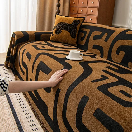 Miniatura 69 de ROOMLIFE Manta Funda Azteca Bohemia para Sofá, Decoración del Hogar Estilo Granja, Fundas de Sofá para Loveseat, Sofás de 2/3 Cojines, Apta