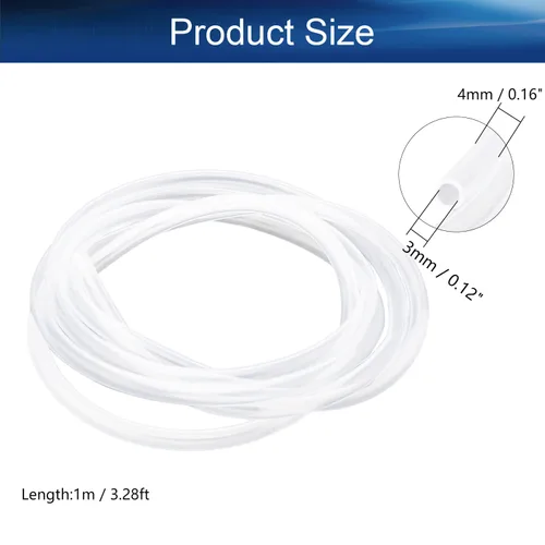 Miniatura 2 de Bettomshin 1 tubo de silicona de 3.3 ft de longitud, 0.118 in ID 0.157 in de diámetro exterior flexible de goma de silicona tubo de manguera de aire