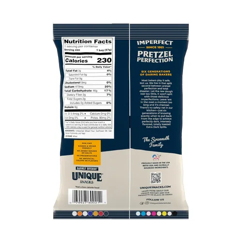 Miniatura 2 de Unique Snacks Pretzels Splits Extra Oscuros, Pretzels Originales Abiertos, Deliciosa Bolsa de Aperitivos Horneados Estilo Hogareño, Vegano, OU