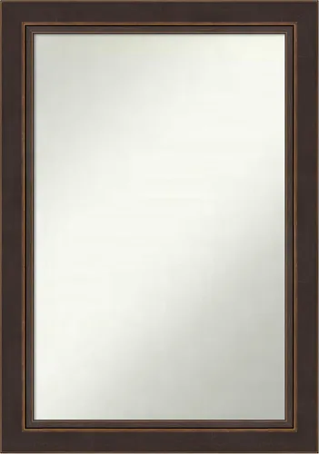 Miniatura 345 de Amanti Art Espejo de baño de bronce para sobre el fregadero, 24 x 24 pulgadas, espejo cuadrado de bronce Lara para tocador, marco de madera