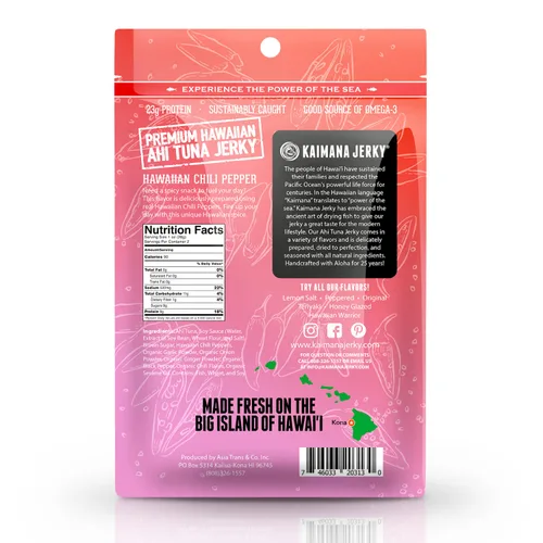 Miniatura 2 de Kaimana Ahi Atún Jerky, chile hawaiano, 2 onzas, capturado en la naturaleza, alto en Omega 3, totalmente natural, fabricado en los Estados Unidos