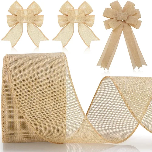 Waydress Cinta de arpillera de tela de yute con alambre para regalo de boda, decoración de fiesta al aire libre (3 pulgadas x 20 yardas, natural)