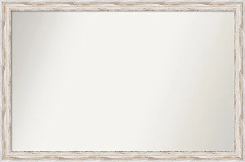 Miniatura 329 de Amanti Art Espejo de baño blanco para sobre el fregadero, 30 x 35 pulgadas, espejo de tocador rectangular estrecho de Eva de oro blanco, marco