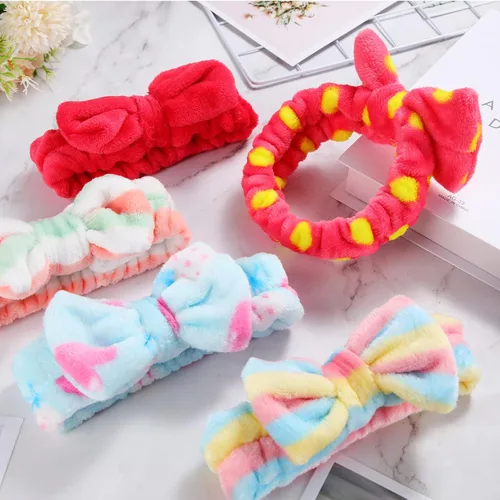 Miniatura 5 de Jutom Juego de 74 diademas de spa de 37 estilos de tela de rizo de forro polar coral, diadema cosmética para maquillaje, cuidado de la piel suave