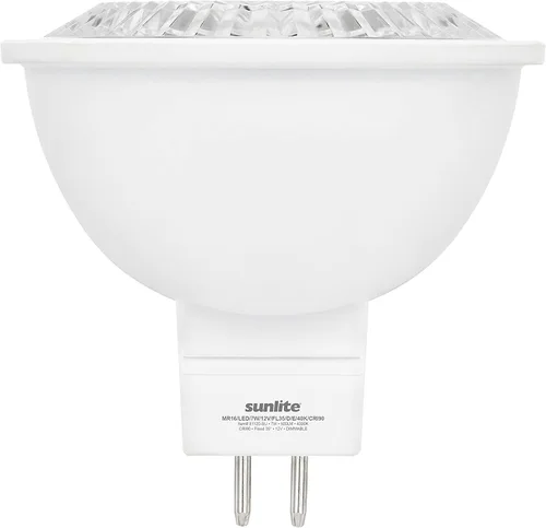 Miniatura 14 de Sunlite Foco reflector LED MR16, 7 vatios (equivalente a 50 W) 12 V, 500 LM, 90 CRI, base bi-pin GU5.3, regulable, compatible con T20, listado UL