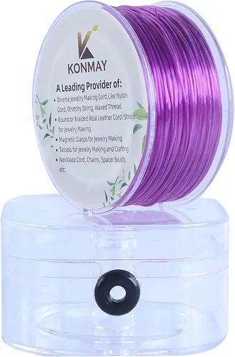 Miniatura 17 de KONMAY 1 Rollo de Cuerdas Planas Elásticas para Pulseras de 0.032 in con Estuche Organizador, 90 Yardas de Hilo Elástico de Cristal Negro para Hacer