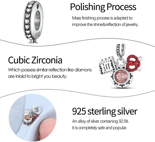 Miniatura 96 de Pandach Dijes colgantes de plata de ley 925 para pulseras y collares, dijes colgantes de Madonna con cuentas de girasol, joyería para mujer