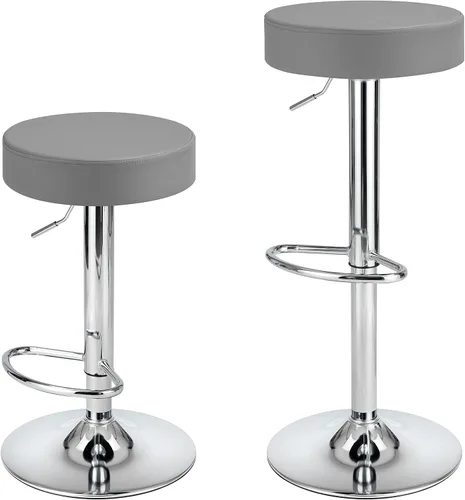 Miniatura 11 de Finnhomy Juego de 2 taburetes de bar de altura de mostrador, taburetes de bar giratorios con reposapiés y espalda descubierta, taburetes de bar Negro