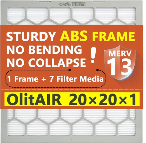Miniatura 7 de Filtro de aire MERV 13 de 20 x 20 x 1, filtro de aire para horno de CA, marco de plástico ABS reutilizable, paquete de 7 medios de filtro