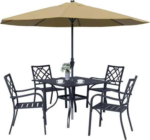 Miniatura 12 de SOLAURA 2 sillas de hierro forjado para patio de 300 libras, sillas de comedor de metal para exteriores, sillas de bistró apilables con reposabrazos