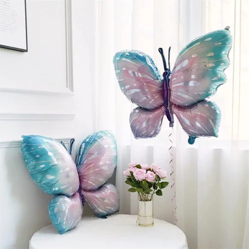Miniatura 4 de Globos de Mariposa 4 Piezas 40 pulgadas Azul Morado Globos de Papel de Aluminio Mylar para Fiesta Temática de Mariposas Boda Cumpleaños Baby Shower