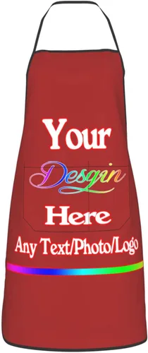 Miniatura 48 de Delantal de diseño personalizado para mujeres y hombres con bolsillos, delantal de cocina personalizado, diseño de logotipo de texto