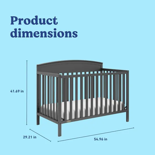 Miniatura 7 de Graco Benton 5 en 1 Cuna Convertible (Gris) – Certificado GREENGUARD Gold, se convierte de cuna para bebé a cama infantil, diván y cama