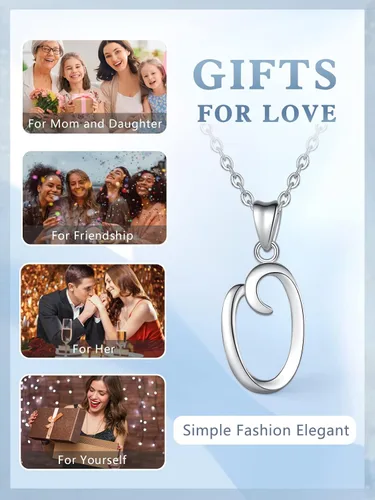 Miniatura 188 de EUDORA Collares de plata esterlina con inicial para mujer, regalos clásicos de 26 letras sin cuello para niñas, hermana, madre hija, cadena de 18