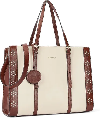 Miniatura 7 de BOSTANTEN Bolsa para laptop para mujer, 15.6 pulgadas, maletín de cuero para computadora, bolso de mano de trabajo vintage