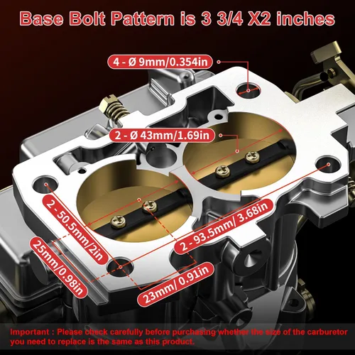 Miniatura 3 de Carburador marino para Mercruiser 3.0L 2.5L 2 barriles Carburador 4 CYL Mercarb Carb con chorros de enlace largo y juntas estrangulador eléctrico