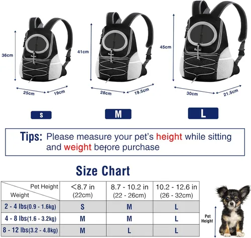 Miniatura 2 de Pawaboo Mochila transportadora para perros y mascotas, transportador frontal de viaje para cachorros perros pequeños, medianos y gatos, mochila