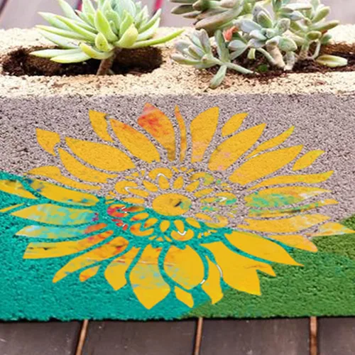 Miniatura 8 de Plantilla bohemia de girasol de 12 x 12 pulgadas para pintar sobre madera, lienzo, papel, tela y muebles, plantillas florales reutilizables