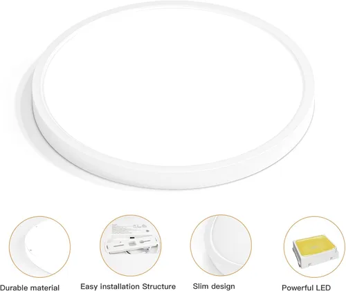 Miniatura 4 de TALOYA Lámpara de techo regulable de montaje empotrado, 10 pulgadas, 20 W, 5 CCT, lámpara de techo LED para dormitorio, cocina, sala de estar