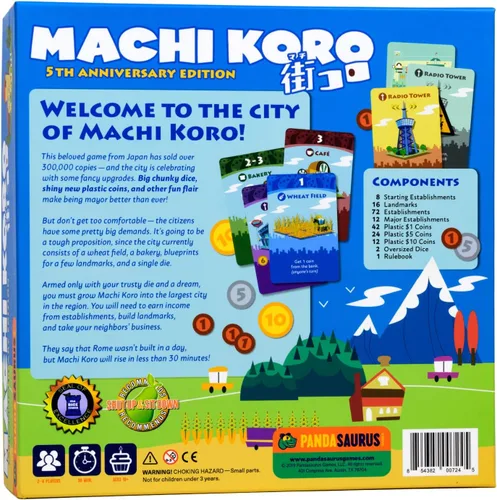 Miniatura 2 de Juego de mesa Machi Koro ¡El juego definitivo de construcción de ciudades! Juego de estrategia de lanzamiento de dados de ritmo rápido para niños