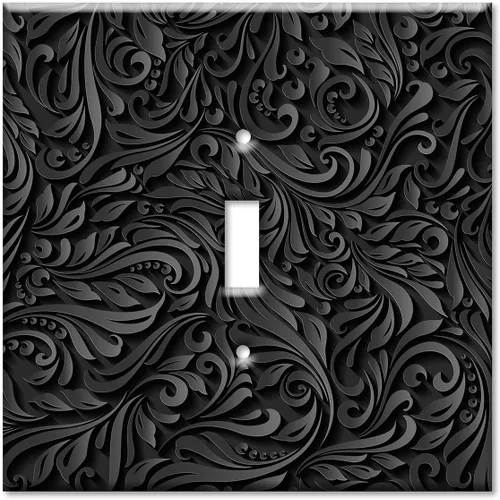 Miniatura 6 de Art Plates - Placa de interruptor basculante de doble banda (Rocker - GFCI) - Placa de pared - Estampado floral negro - Hecho en Estados Unidos