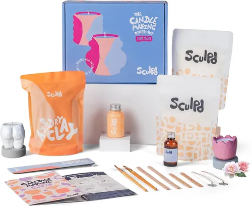 Miniatura 8 de Sculpd Kit de cerámica para hacer velas con arcilla seca al aire Rosa de peonía, kit de inicio de velas para principiantes para adultos con cera