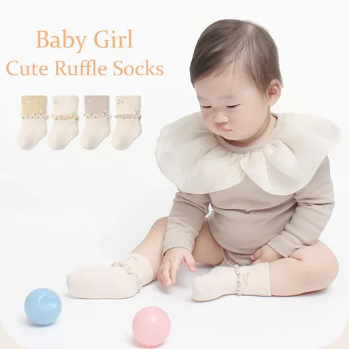 Miniatura 2 de Calcetines largos de algodón con volantes para niña pequeña