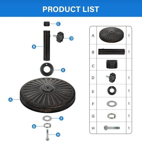 Miniatura 5 de Simple Deluxe Base redonda resistente de 31 libras y 18 pulgadas para sombrilla de mercado para patio al aire libre, cubierta, color negro clásico