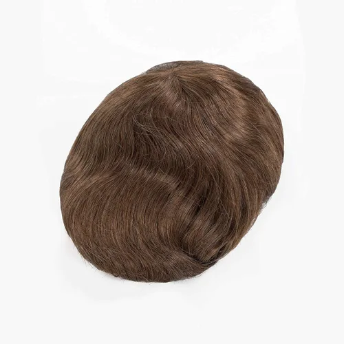 Miniatura 3 de Piezas de cabello humano para hombre, tupé, piel suave y fina con nudo en V de 0.001 in, sistema de reemplazo de cabello de 8 x 10 pulgadas