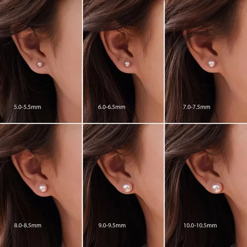 Miniatura 6 de YAMI BlackGreyWhite Pearl Earrings, Real Cultured Pearl, 925 Sterling Silver Stud Earrings Plated with 18K Gold, Classic & Elegant Jewelry Gifts for