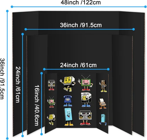 Miniatura 2 de IKAYAS - Paquete de 4 tableros de póster triples de 48 x 36 pulgadas, tableros de póster negros de IKAYAS para feria de ciencias, tableros