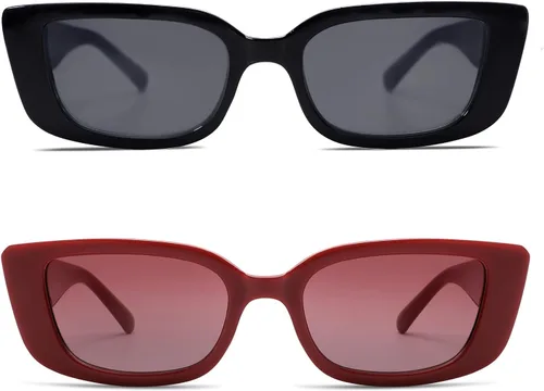 Miniatura 47 de Allarallvr Lentes de sol rectangulares para mujer, estilo retro de los años 90, Y2K, clásicos, vintage, cuadrados, AR82037