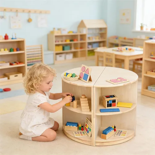 Miniatura 2 de Estantería esquinera Montessori de almacenamiento de 3 niveles, organizador infantil para juguetes, libros, suministros de arte y manualidades