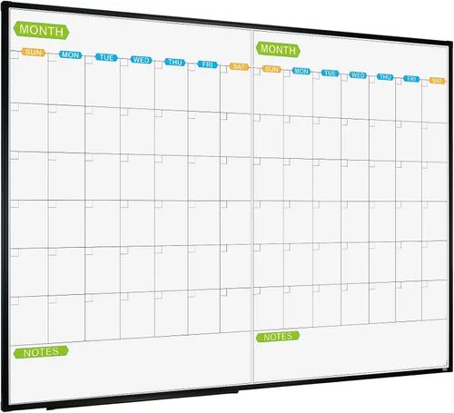 Miniatura 12 de JILoffice Calendario de Pizarra Blanca Magnética de Borrado en Seco, Planificador de Pizarra Blanca de 2 Meses 36 X 24 Pulgadas, Tablero con Marco