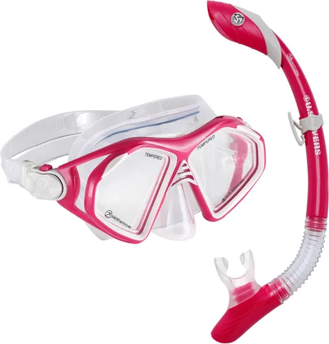 OutdoorMaster Máscara de esnórquel para adultos, juego de esnórquel con gafas antivaho para adultos, máscara de buceo para uso en viajes