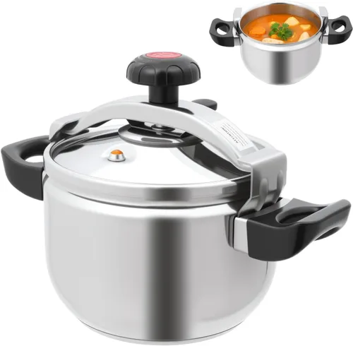 Olla a presión de acero inoxidable 201 de 5L, 7L/4.54 cuartos de galón, 60 Kpa, pequeña olla a presión antideslizante para cocina, hervir y guisar
