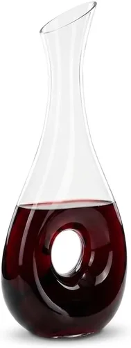 QWORK Decantador de vino de cristal, jarra de vino tinto soplada a mano en forma de caracol, aireador y dispensador de 33.8 fl oz para bar casero