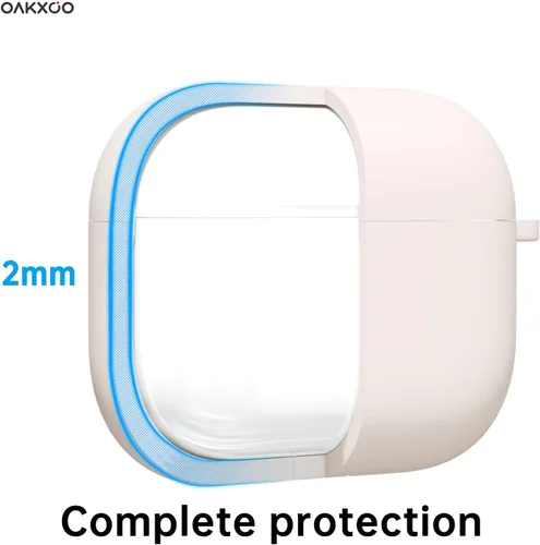 Miniatura 4 de Oakxco Funda de silicona para Airpods 3, bonita funda rígida femenina para Airpods de 3ª generación con llavero, gel de goma colorido suave de TPU